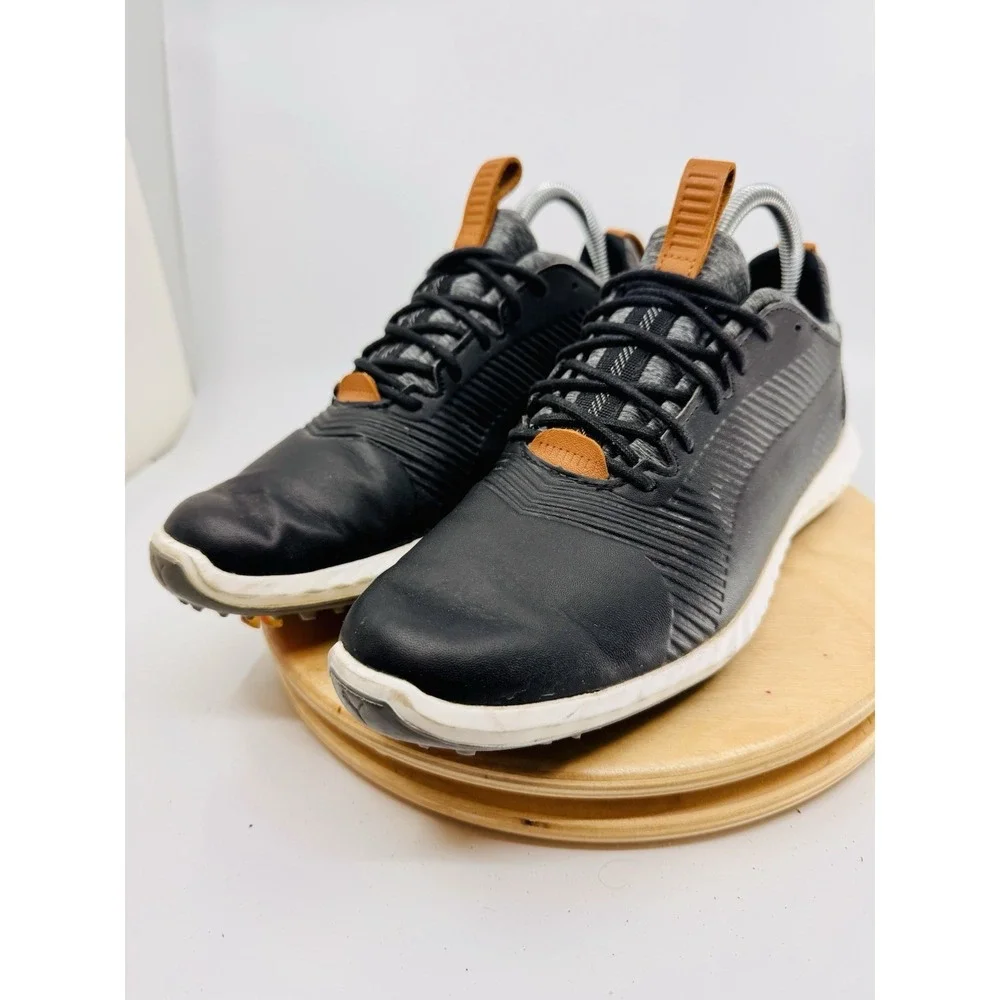 Puma Ignite Pwradapt Golf Shoes Mens 7‎ C Black Leather Spikes